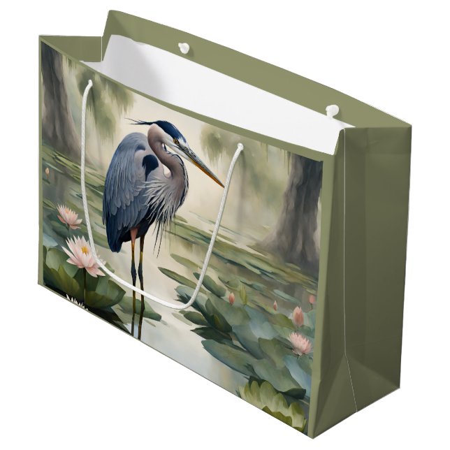 Great Blue Heron Large Gift Bag (Front Angled)