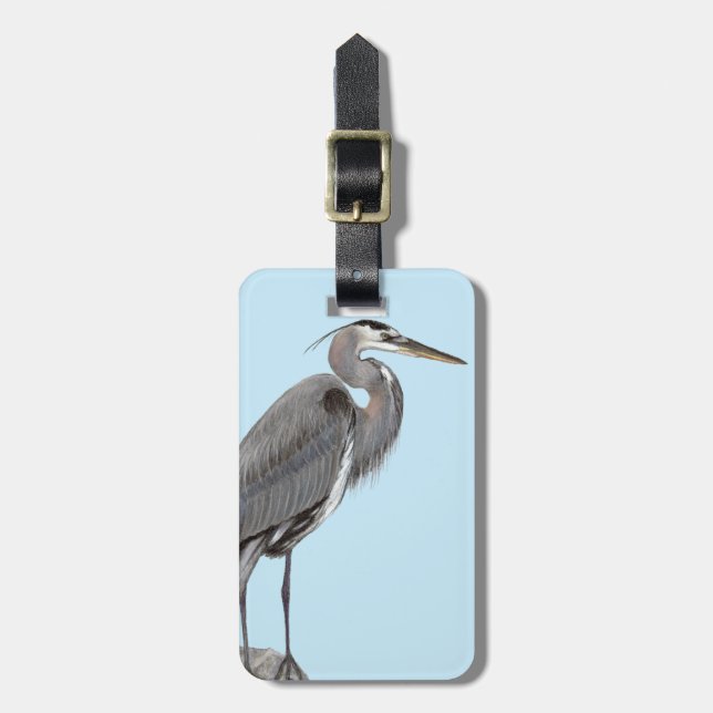 Great Blue Heron Luggage Tag (Front Vertical)