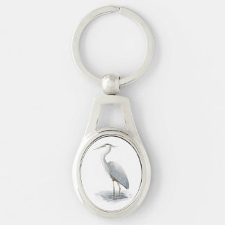 Great Blue Heron Metal Keychain