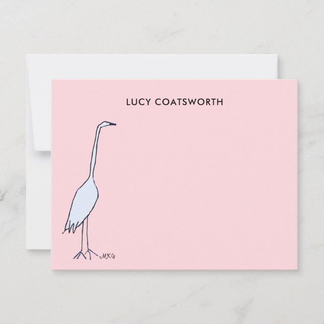 Great Blue Heron Monogram Boho Bird Art Card (Front)