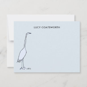 Great Blue Heron Monogram Marsh Bird Art Sky Blue Card