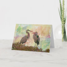 Great Blue Heron Pair Digital Art Greeting Card