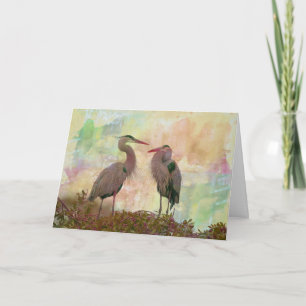 Great Blue Heron Pair Digital Art Greeting Card