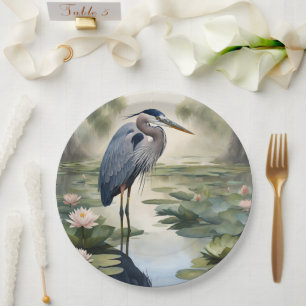 Great Blue Heron Paper Plate