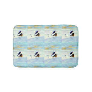 great blue heron pattern bath mat