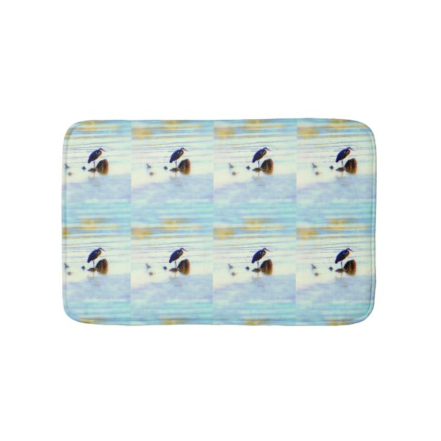 great blue heron pattern bath mat (Front)