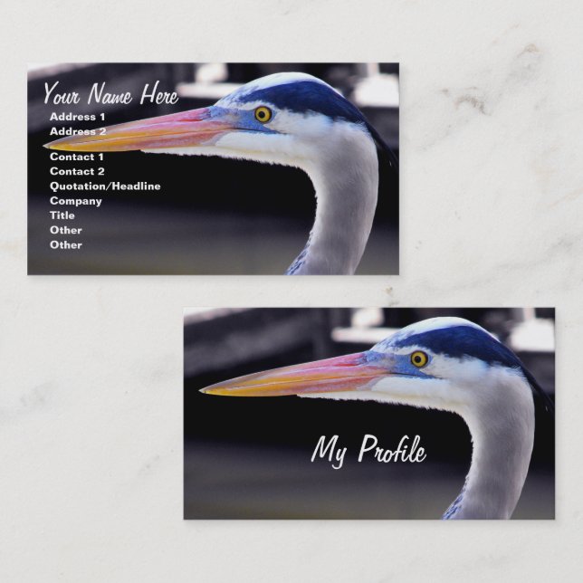 Great Blue Heron Profile Business Card (Front/Back)