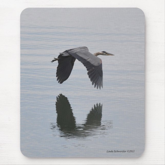 Great Blue Heron Reflection Mouse Pad (Front)