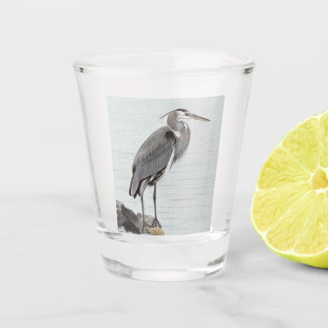 Great Blue Heron Shot Glass (Front)
