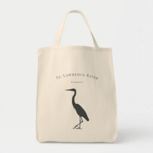 Great Blue Heron silhouette with custom text Tote Bag