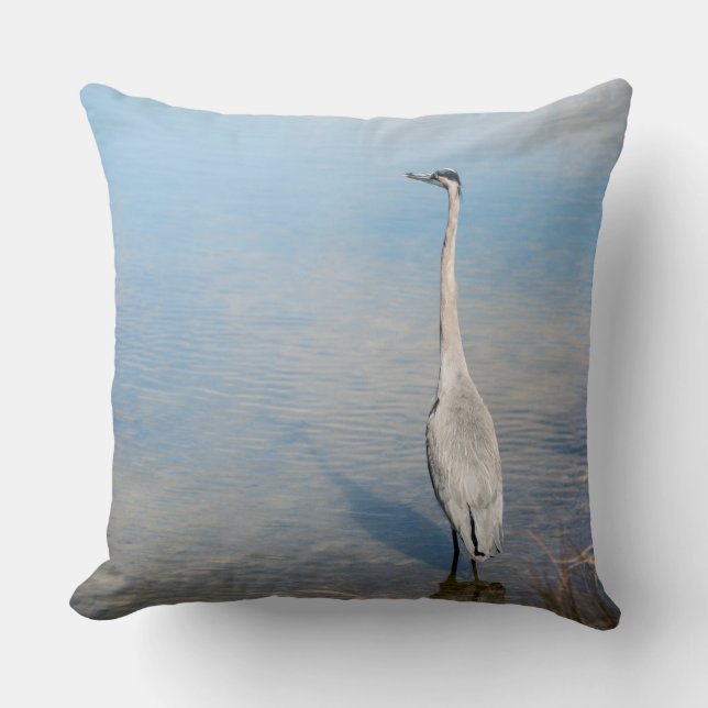 Great Blue Heron Throw Pillow (Front)