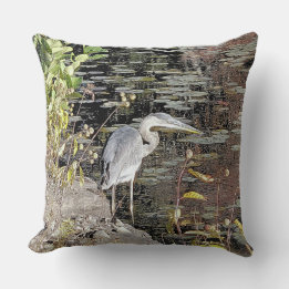 Great Blue Heron Throw Pillow