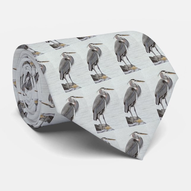 Great Blue Heron Tie (Rolled)