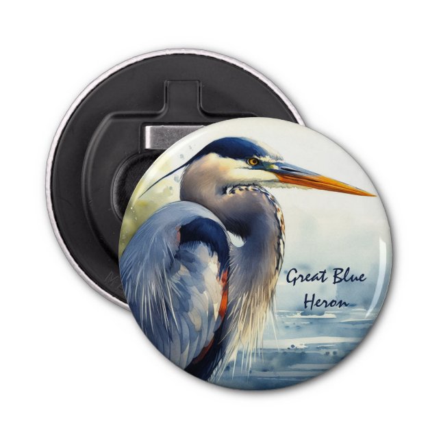 Great Blue Heron Wildlife Wetlands Bird Art Nature Bottle Opener (Front)