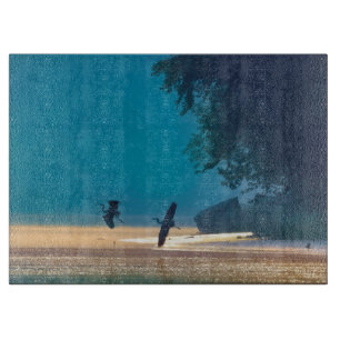 Great Blue Herons Take Flight -Teal Cutting Board