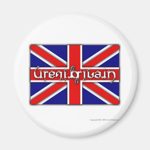'Great Britain' ambigram on a British flag Magnet
