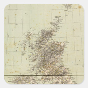 Great Britain Atlas Map Square Sticker