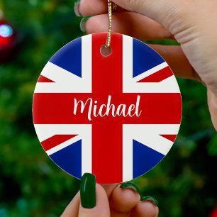 Great Britain British UK United Kingdom Flag Name Ceramic Tree Decoration