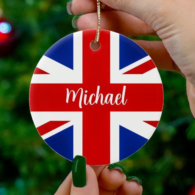 Great Britain British UK United Kingdom Flag Name Ceramic Tree Decoration (Great Britain British UK United Kingdom Flag Name Ceramic Ornament)