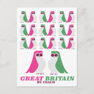 Great Britain, "by Coach" ,Owl, travel poster Postcard