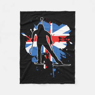 Great Britain Flag Biathlonist - British Biathlon  Fleece Blanket