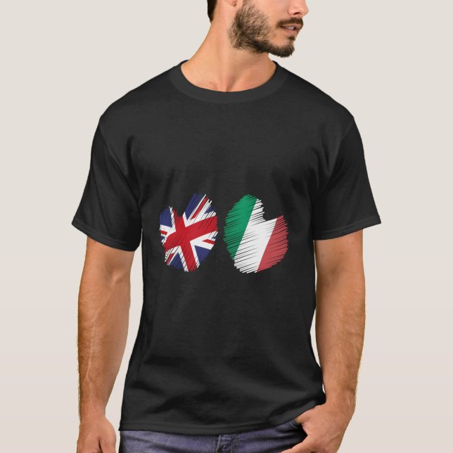 Great Britain Italy He Uk Flag Italian Flag Grunge T-Shirt (Front)
