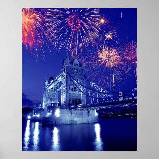 Great Britain, London. Fireworks over the Tower Poster (Front)
