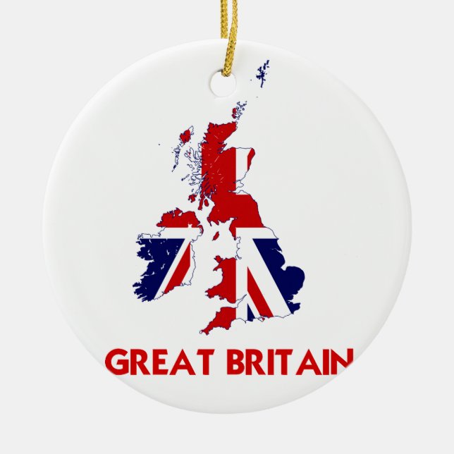 GREAT BRITAIN MAP CERAMIC TREE DECORATION (Front)