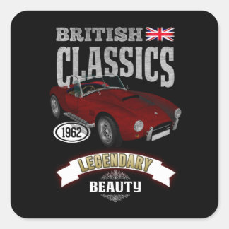 Great Britain Oldtimer AC Shelby Cobra Union Jack Square Sticker