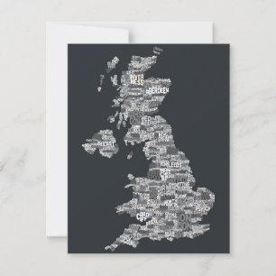 Great Britain UK City Text Map
