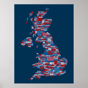 Great Britain UK City Text Map Poster