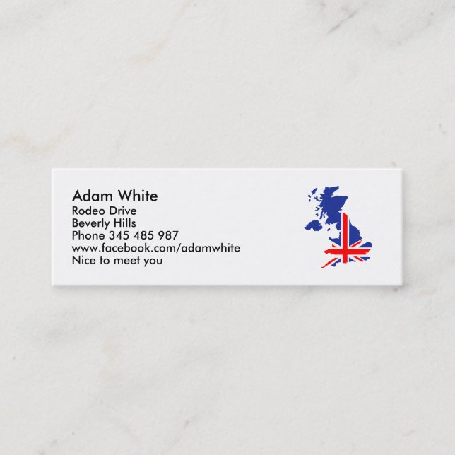 Great Britain UK map flag Mini Business Card (Front)