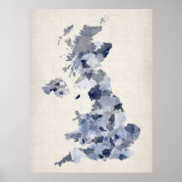 Great Britain UK Watercolor Map