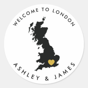 Great Britain Wedding Welcome Sticker, England Classic Round Sticker