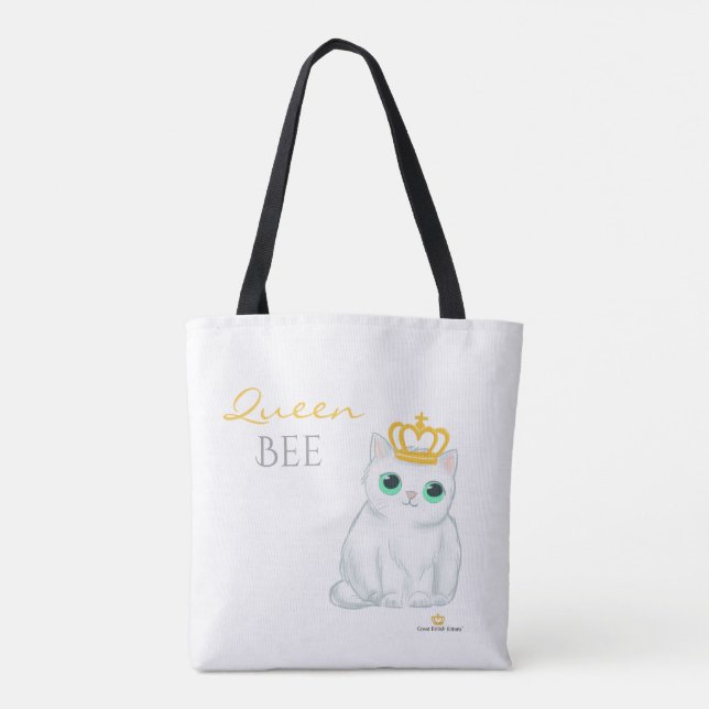 Great British Kittens - Cute white cat tote bag (Back)