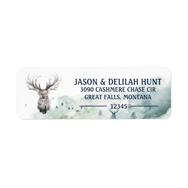 Great Buck Rustic Forest Hunting Return Address (Front)