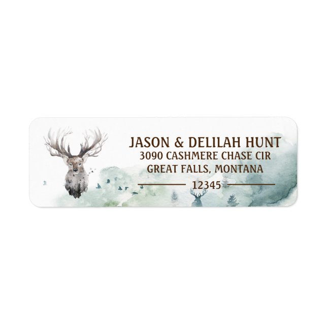 Great Buck Rustic Forest Hunting Return Address (Front)