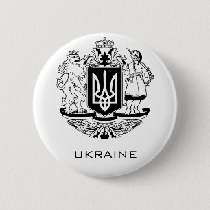 Great Coat of Arms of Ukraine Monochrome Fine Art 6 Cm Round Badge