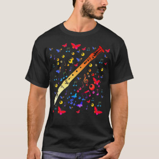 Great Coloured Flute Motif Gift Musical Instrument T-Shirt
