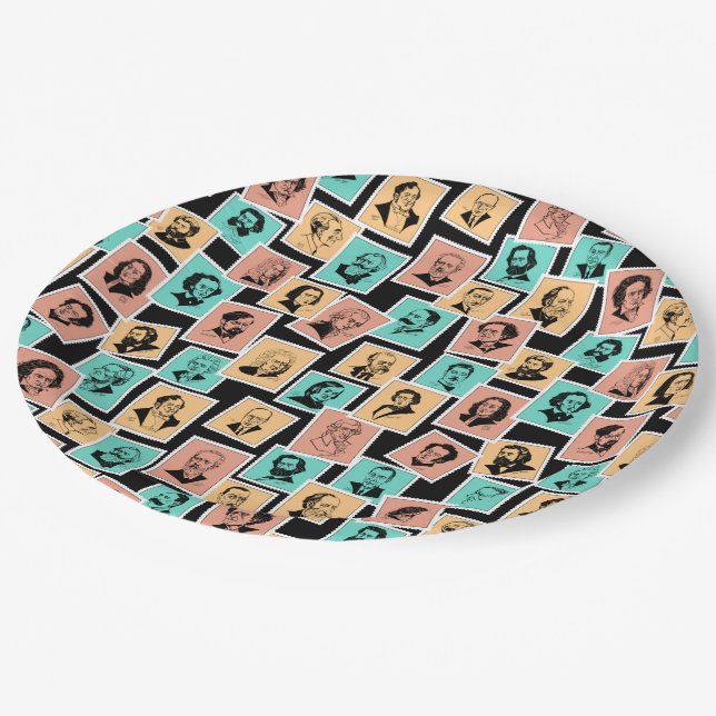 Great composers on stamps, tricolour pattern - 2 paper plate (Angled)