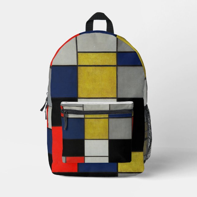 Great Composition by Piet Mondrian Printed Backpack (Front)