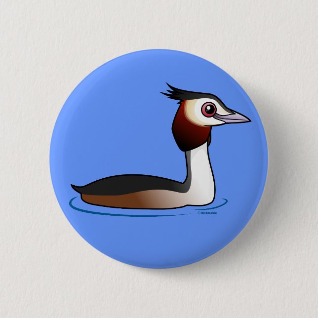 Great Crested Grebe 6 Cm Round Badge (Front)