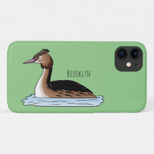 Great crested grebe bird cartoon illustration Case-Mate iPhone case