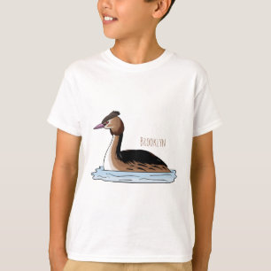 Great crested grebe bird cartoon illustration T-Shirt