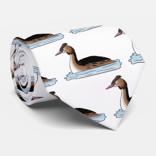 Great crested grebe bird cartoon illustration tie