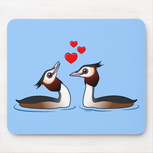 Great Crested Grebes in Love Mouse Pad (Front)