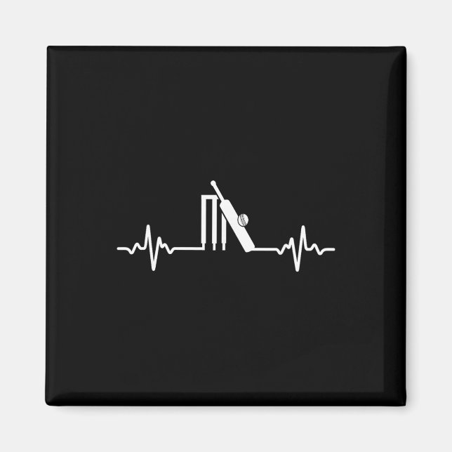 Great Cricket Heartbeat Design Gift Cricket Player Magnet (Front)