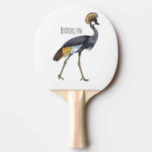 Great crowned crane bird cartoon illustration ping pong paddle