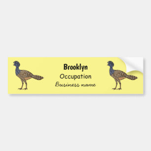 Great curassow bird cartoon illustration  bumper sticker