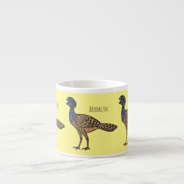 Great curassow bird cartoon illustration espresso cup (Front)